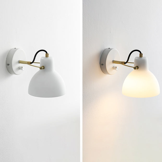 Modern Simplicity Iron Glass Dome Hemispheroid 1-Light Wall Sconce Lamp For Bedside