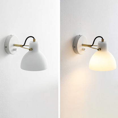 Modern Simplicity Iron Glass Dome Hemispheroid 1-Light Wall Sconce Lamp For Bedside