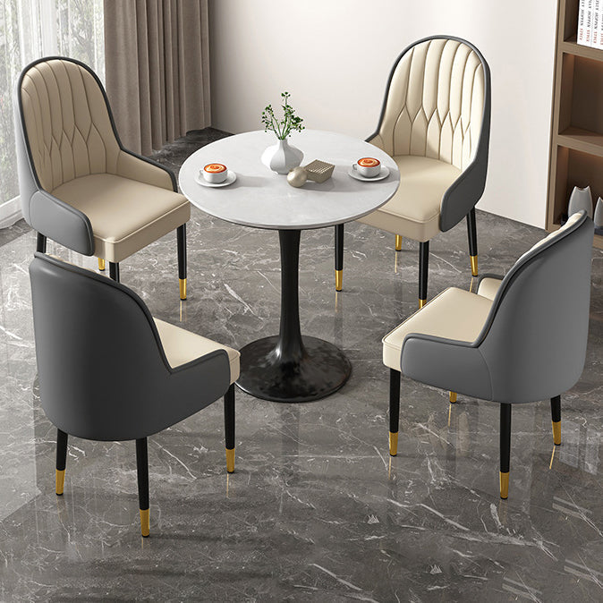 Modern Simplicity Leather Sponge Carbon Steel Metal Square Dining Chair Backrest Armrest For Dining Room