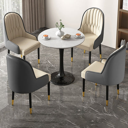 Modern Simplicity Leather Sponge Carbon Steel Metal Square Dining Chair Backrest Armrest For Dining Room