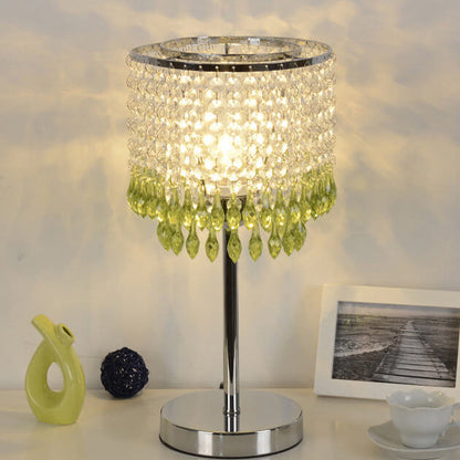 Modern Crystal Beads Colored Column 1-Light Table Lamp