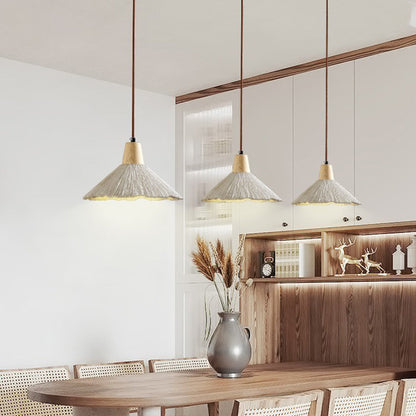 Contemporary Scandinavian Umbrella Bar Textured Cement 1-Light Pendant Light For Living Room