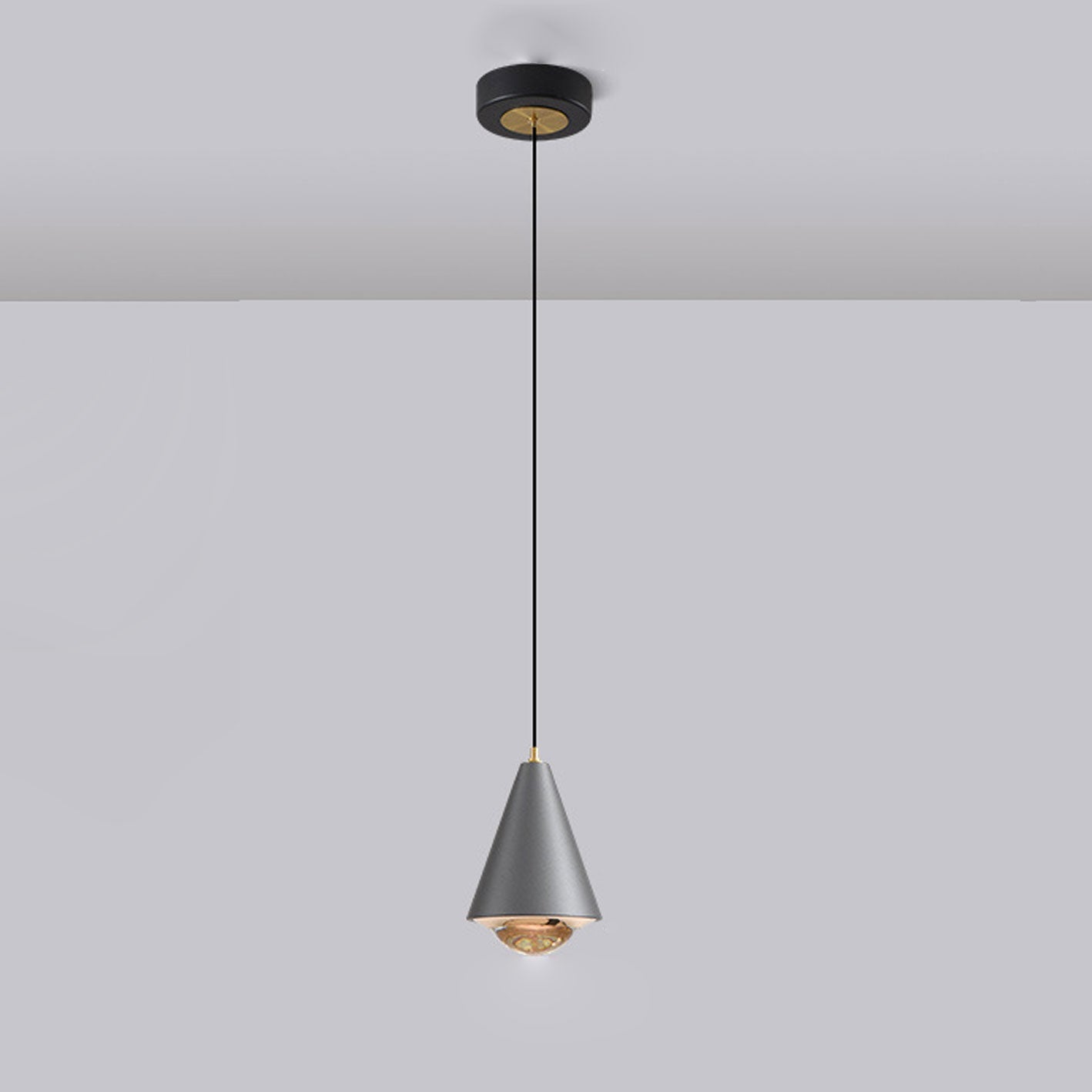 Modern Minimalist Solid Color Free Lift Conical 1-Light Pendant Light