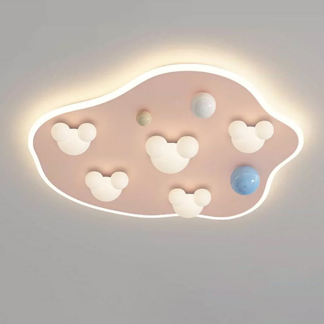 Modern Minimalist Cartoon Bear Iron Acrylic Resin LED Flush Mount Ceiling Light For Bedroom