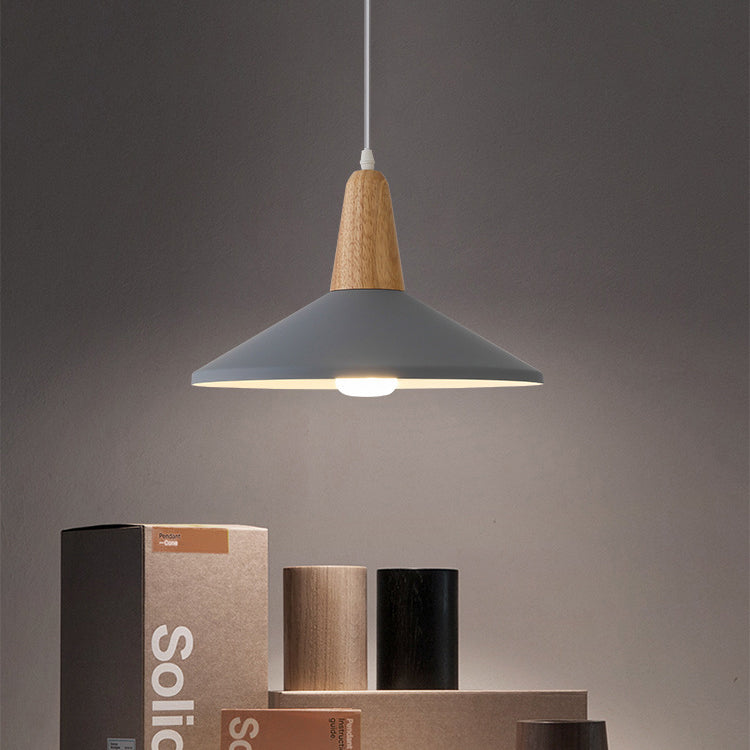 Nordic Minimalist Macaron Solid Color Aluminum Wood 1-Light Pendant Light