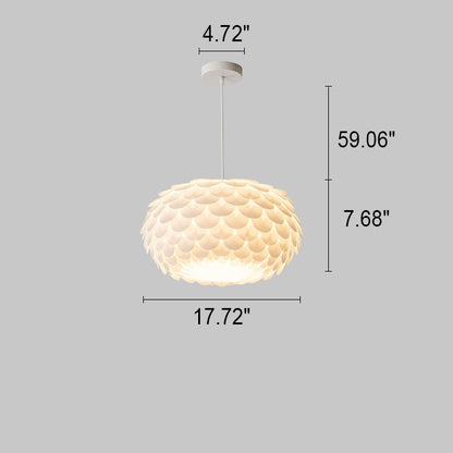 Modern Minimalist Cream Pine Cone Round Dome 1-Light Pendant Light