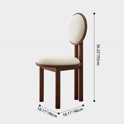 Contemporary Scandinavian Round Back Solid Wood Lambswool PU Leather Dining Chair Backrest For Dining Room