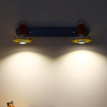 Contemporary Creative Childlike Colorful Geometric Iron 2-Light Mirror Front Wall Sconce Lamp For Bedroom