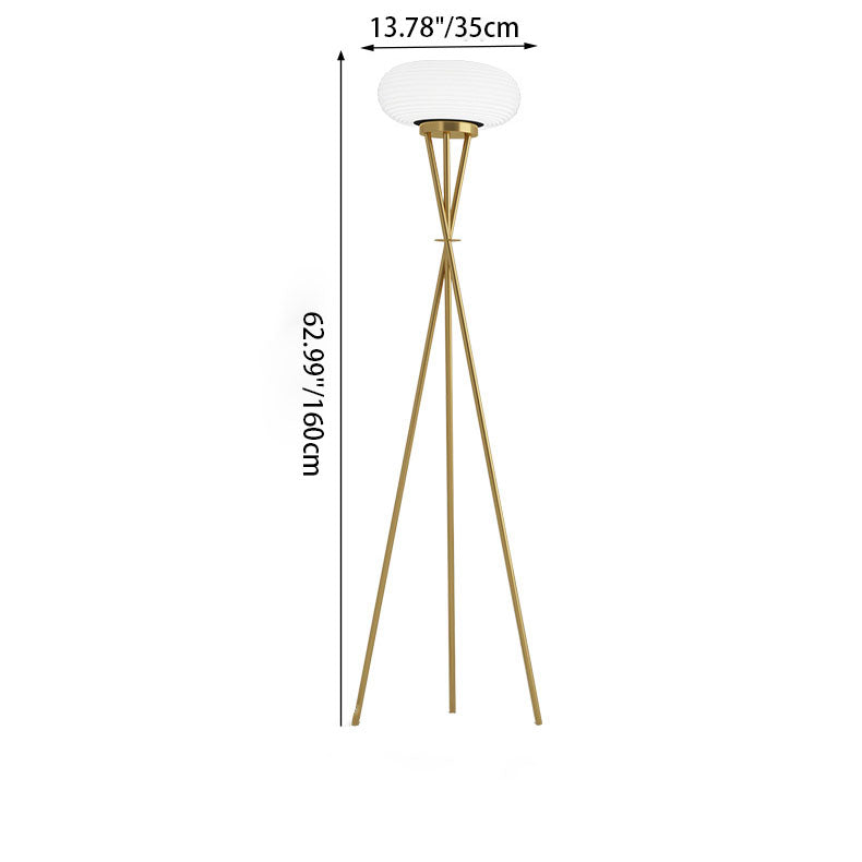 Modern Minimalist Round Tripod Iron Acrylic LED Standing Floor Lamp For Living Room