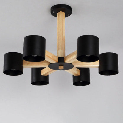 Scandinavian Minimalist Log 6/8-Light Island Light Chandelier