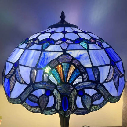 European Tiffany Flowers Stained Glass 2-Light Table Lamp