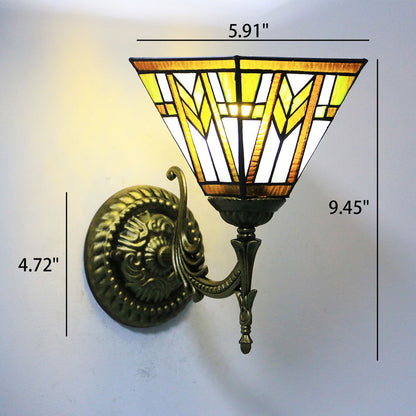 European Tiffany Square Stained Glass 1-Light Wall Sconce Lamp