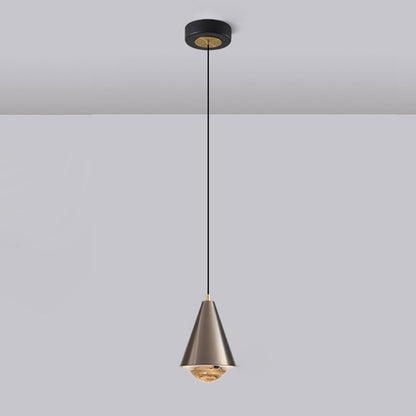 Modern Minimalist Solid Color Free Lift Conical 1-Light Pendant Light