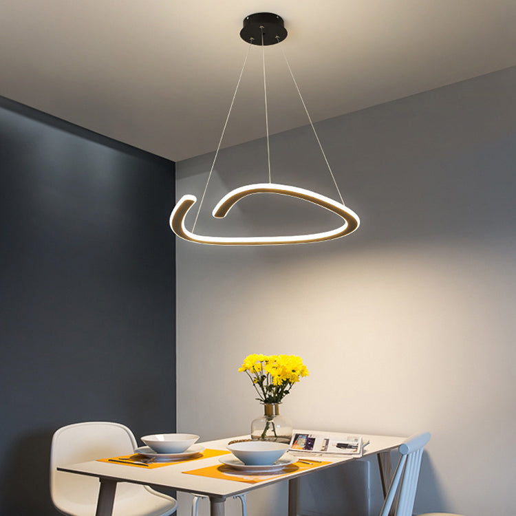Modern Minimalist Iron Silica Round Strip LED Chandeliers For Dining Room