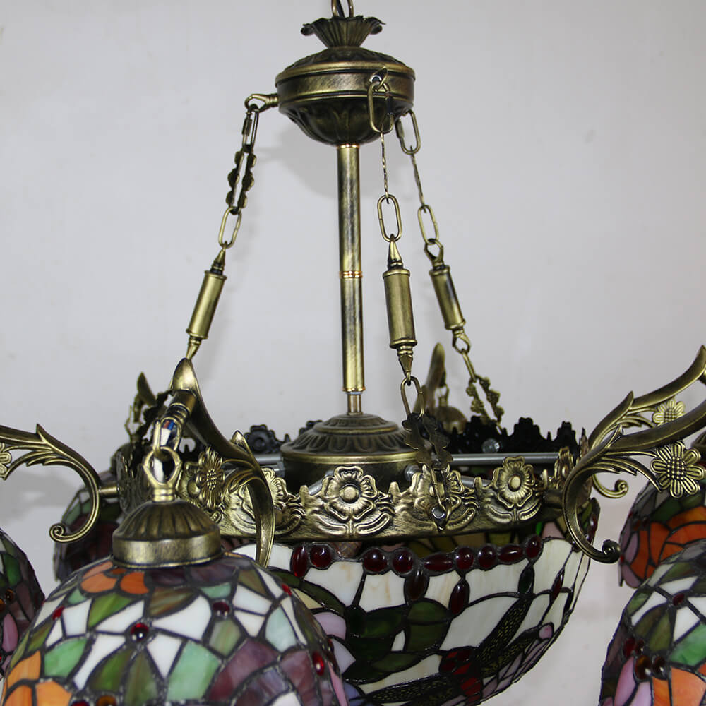 European Tiffany Vintage 9-Light Island Light Chandelier