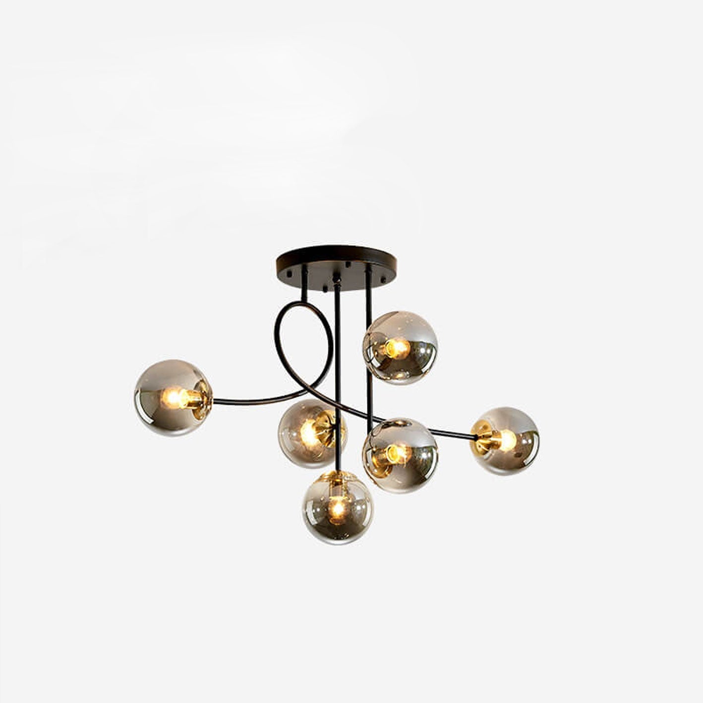 Nordic Light Luxury Magic Bean Glass Ball 6-Light Semi-Flush Mount Ceiling Light