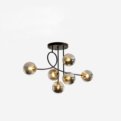 Nordic Light Luxury Magic Bean Glass Ball 6-Light Semi-Flush Mount Ceiling Light