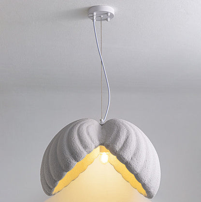 Modern Minimalist Creative Round Shell Cone Cream 1-Light Pendant Light