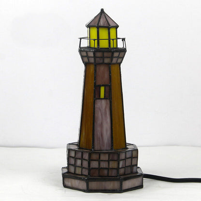 Tiffany Creative Tower Light Stained Glass 1-Light Table Lamp