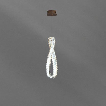مصباح LED معلق بحلقة كريستالية فاخرة بتصميم عصري 