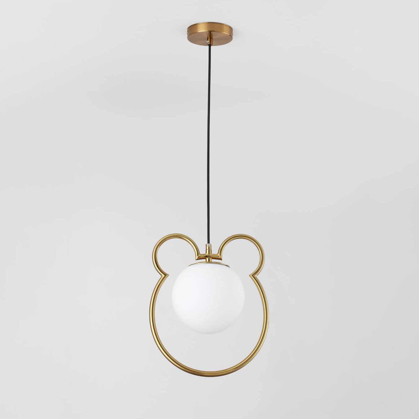 Contemporary Creative Mouse Iron Frame Globe Glass Shade 1-Light Pendant Light For Bedroom