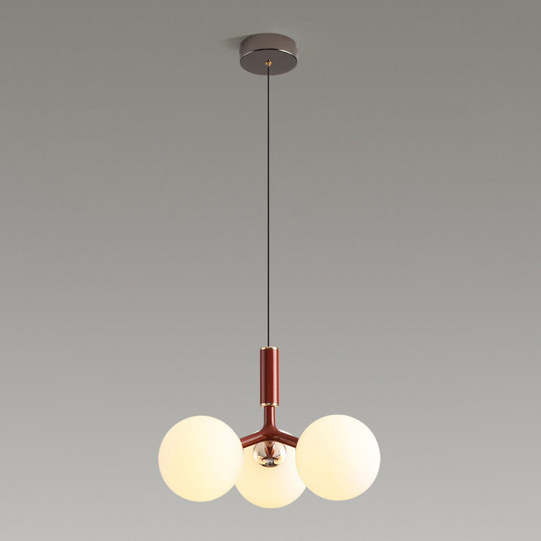 Contemporary Nordic Aluminum Iron Glass Ball 3-Light Chandelier For Dining Room