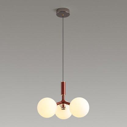 Contemporary Nordic Aluminum Iron Glass Ball 3-Light Chandelier For Dining Room