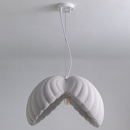 Modern Minimalist Creative Round Shell Cone Cream 1-Light Pendant Light