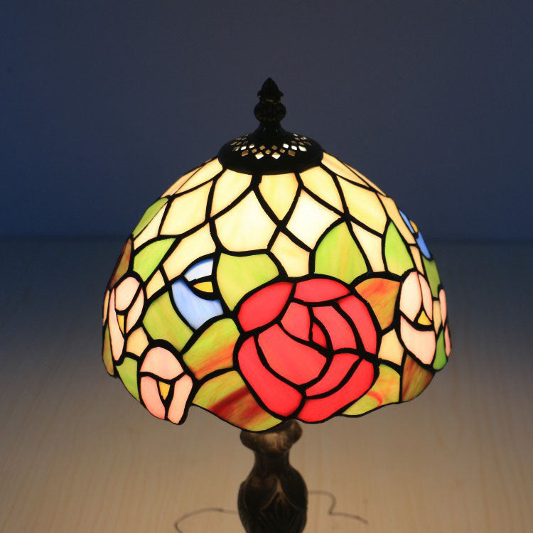 Traditional Tiffany Resin Glass Umbrella Shape 1-Light Table Lamp For Bedroom
