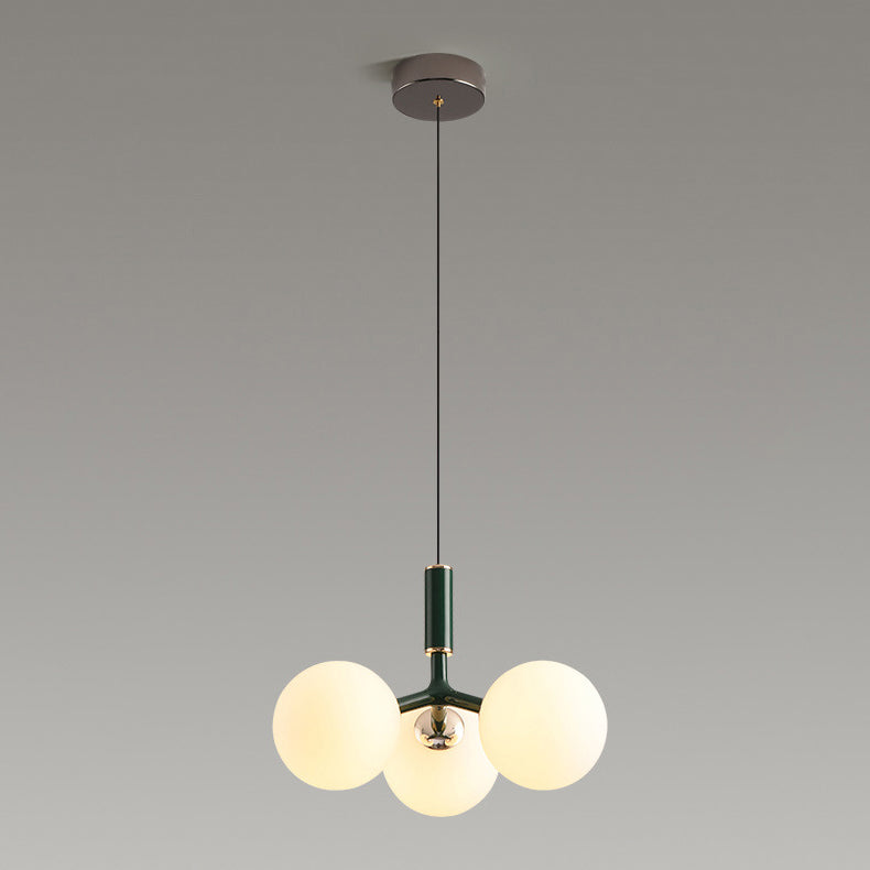Contemporary Nordic Aluminum Iron Glass Ball 3-Light Chandelier For Dining Room