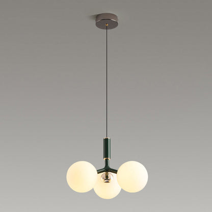 Contemporary Nordic Aluminum Iron Glass Ball 3-Light Chandelier For Dining Room