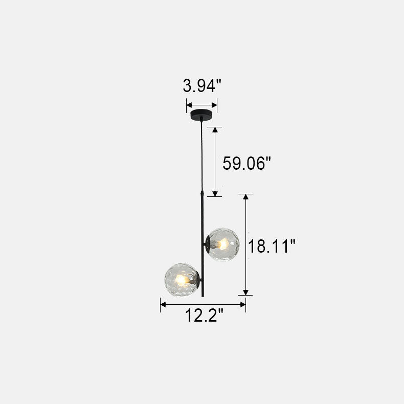 Modern Minimalist Iron Glass 2-Light Chandelier