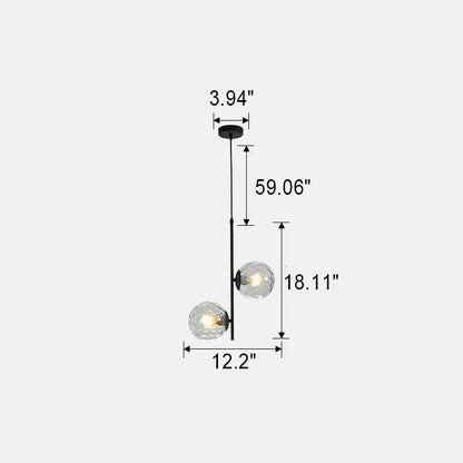 Modern Minimalist Iron Glass 2-Light Chandelier