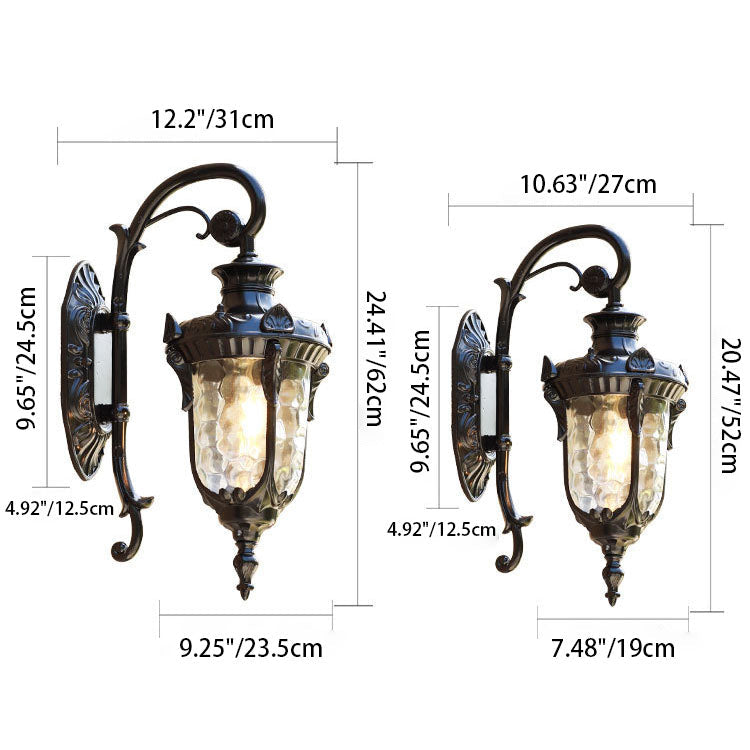 Traditional European Cylinder Lantern Aluminum Glass 1-Light Outdoor Wall Sconce Lamp For Outdoor Patio