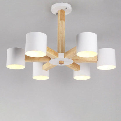 Scandinavian Minimalist Log 6/8-Light Island Light Chandelier