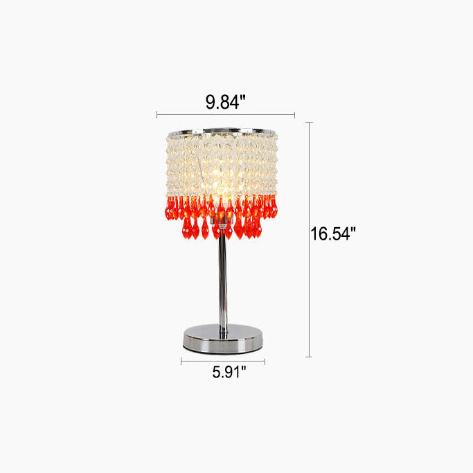 Modern Crystal Beads Colored Column 1-Light Table Lamp