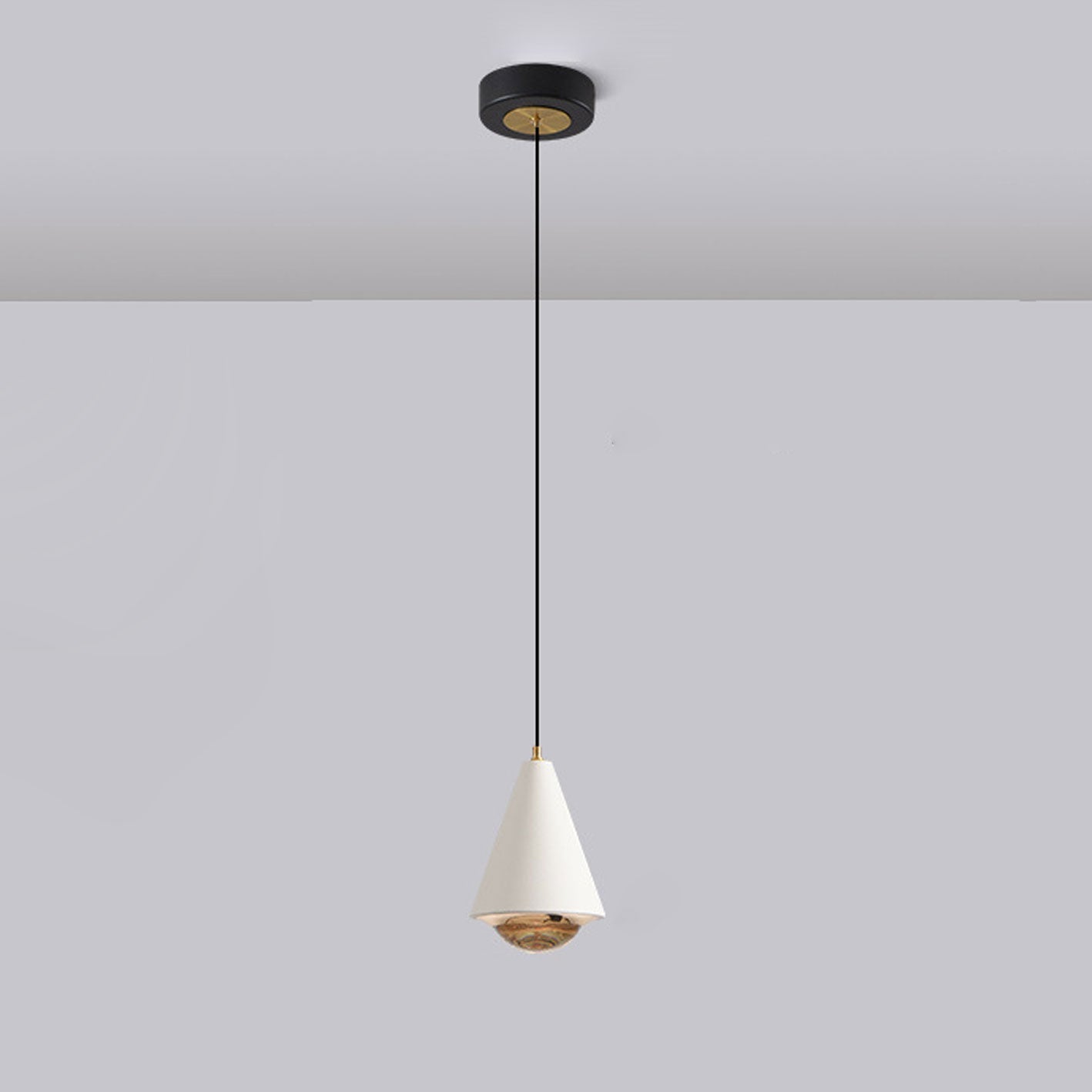 Modern Minimalist Solid Color Free Lift Conical 1-Light Pendant Light