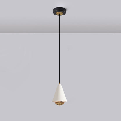 Modern Minimalist Solid Color Free Lift Conical 1-Light Pendant Light