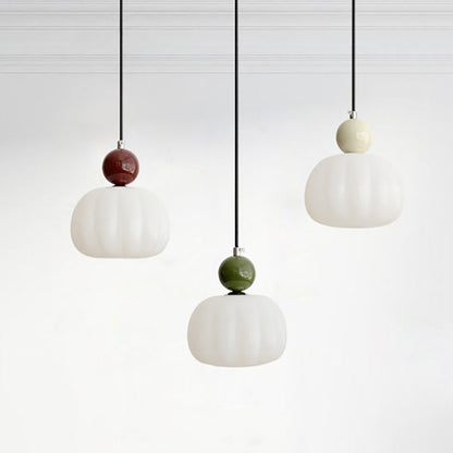 Modern Minimalist Round Pumpkin Iron Acrylic 1-Light Pendant Light For Living Room