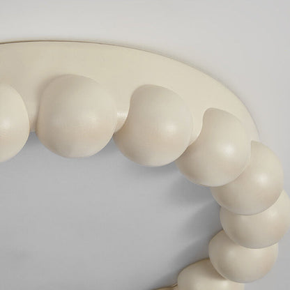 French Modern Cream Disc Glass Steel Acrylic LED Flush Mount Ceiling Light