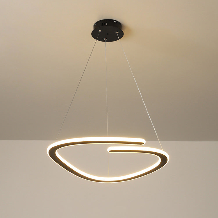 Modern Minimalist Iron Silica Round Strip LED Chandeliers For Dining Room