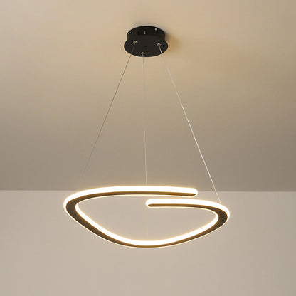 Modern Minimalist Iron Silica Round Strip LED Chandeliers For Dining Room