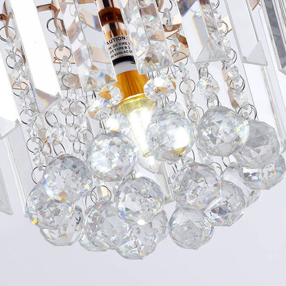 Nordic Light Luxury Round Iron Crystal String 1-Light Pendant Light