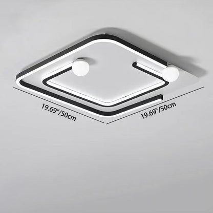 Modern Minimalist Iron Silica Rectangular Square Round LED Flush Mount Ceiling Light For Living Room