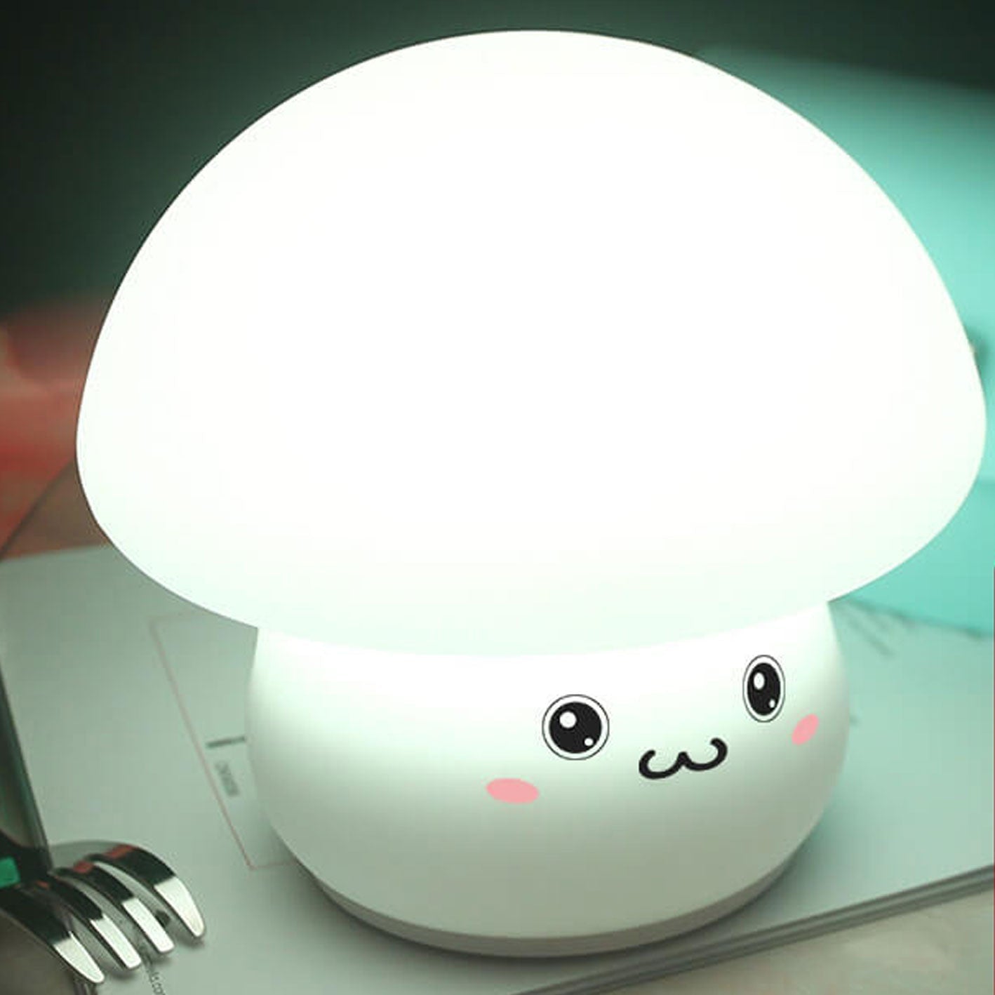 Creative Cartoon Mushroom Silicone Night Light LED Table Lamp