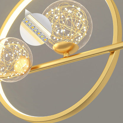 ثريا جزيرة LED دائرية طويلة من السيليكون والزجاج بتصميم عصري بسيط لغرفة الطعام