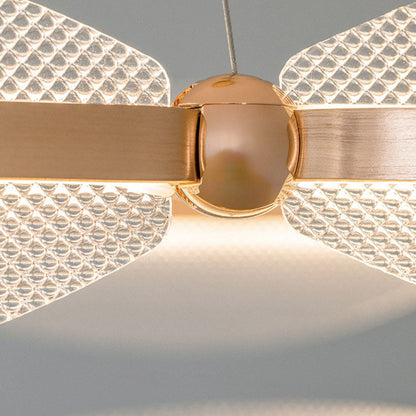 Modern Art Deco Acrylic Petal Interweaving Ring Aluminum LED Pendant Light For Living Room