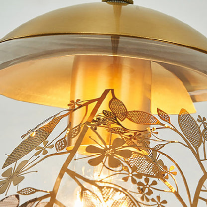 Contemporary Simplicity Glass Ball Shade Brass 1-Light Pendant Light For Living Room