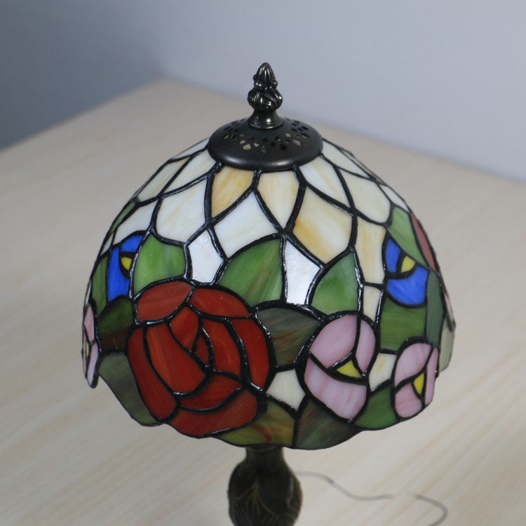 Traditional Tiffany Resin Glass Umbrella Shape 1-Light Table Lamp For Bedroom