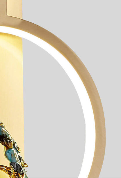 مصباح حائط LED دائري طويل من النحاس الصيني الحديث 